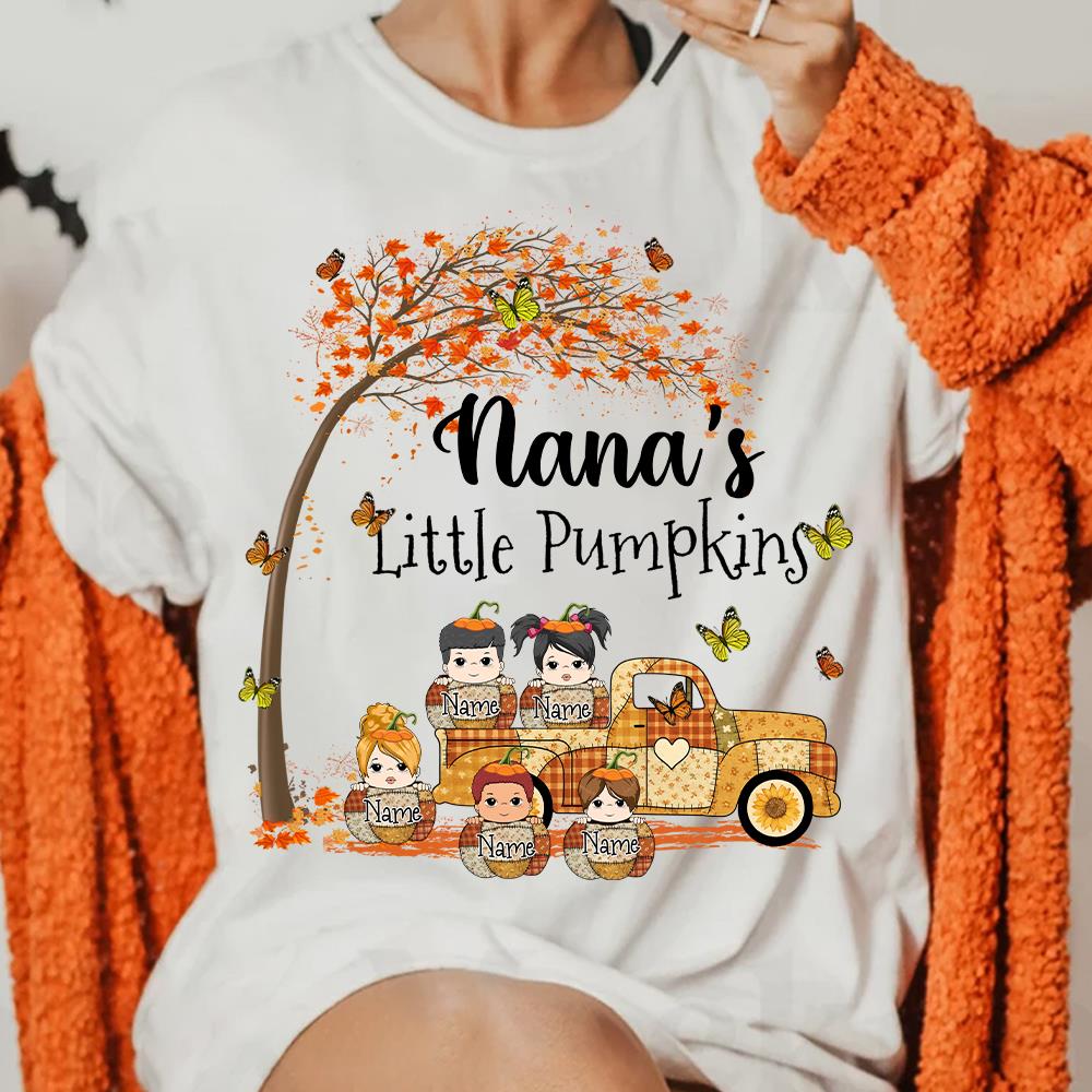 Autumn Grandma's Little Pumpkin Shirt - Personalized Shirt Family Vr2 NA04 Nh00