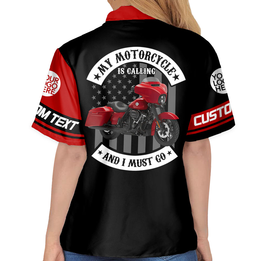 My Motorcycle Is Calling And I Must Go - Personalized Upload Vechicle Photo For Biker Hawaiian Shirt A2110
