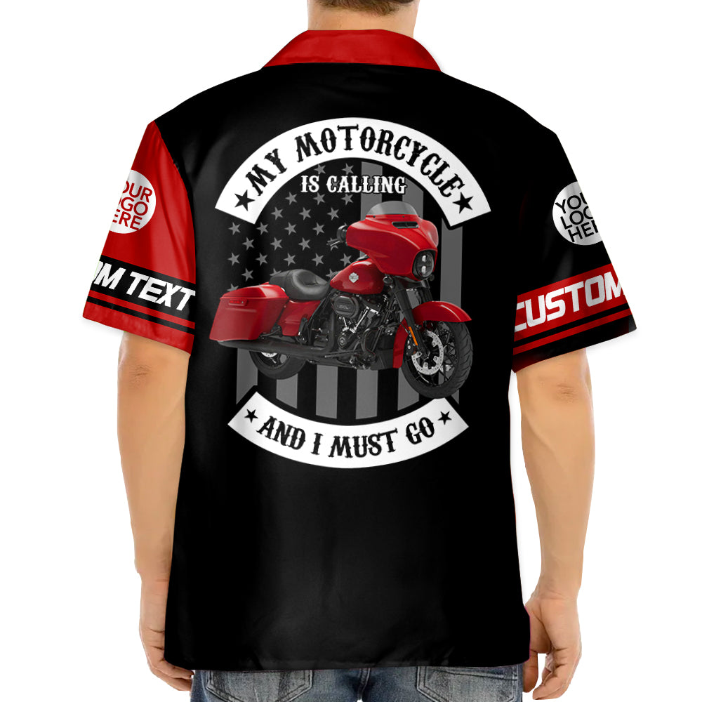 My Motorcycle Is Calling And I Must Go - Personalized Upload Vechicle Photo For Biker Hawaiian Shirt A2110