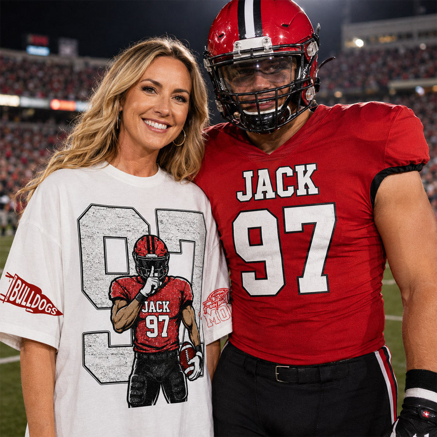 Custom Spirit Shirt, Personalized Team Tee, Custom Initial Shirt with Number & Sleeve Print, Game Day Shirt Nh00
