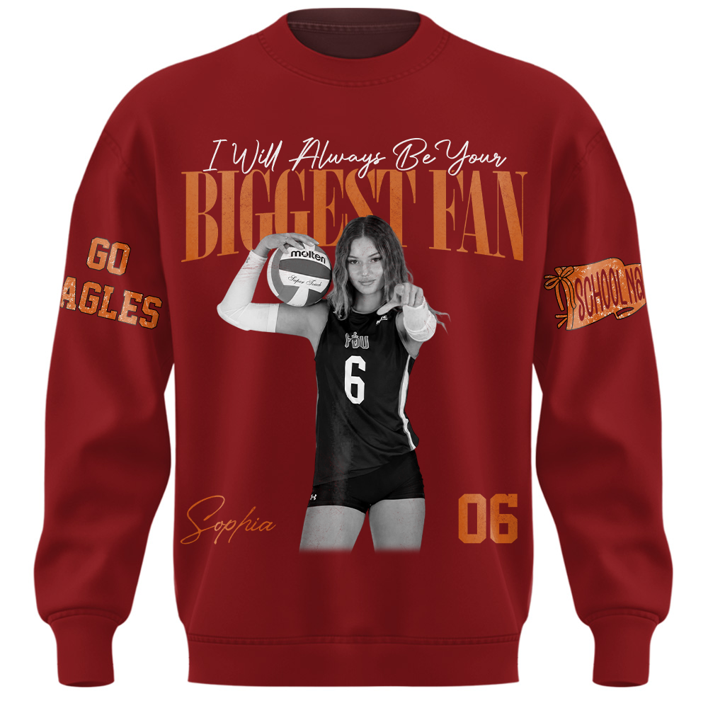 I'll Always Be Your Biggest Fan, Personalized Vintage “Biggest Fan” Volleyball Shirt, Custom School Team Name, Gift For Volleyball Lovers T1807 TH23