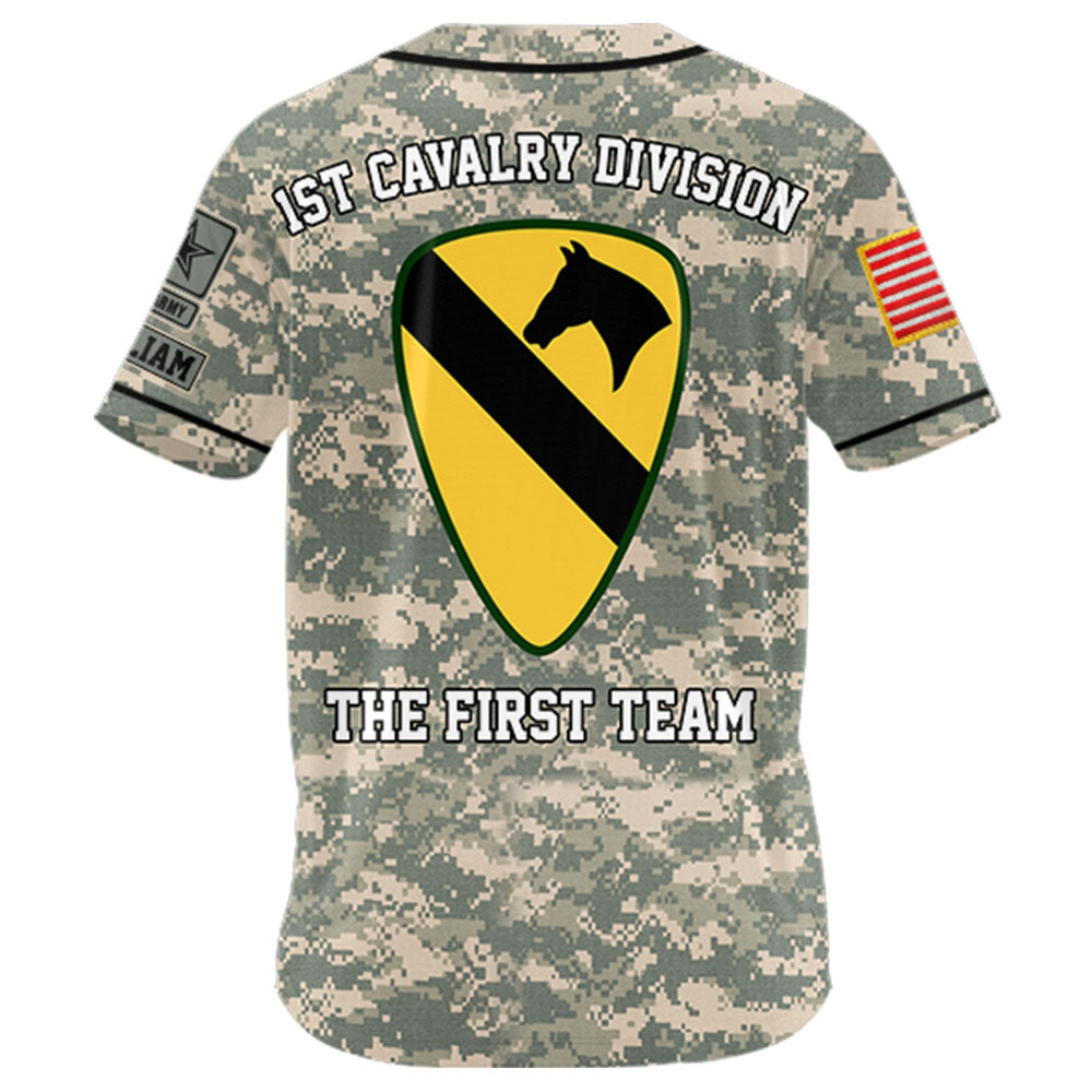 Military Baseball Jersey Camouflage Custom All Branches Rank Division Name For Soldier Veteran K1702