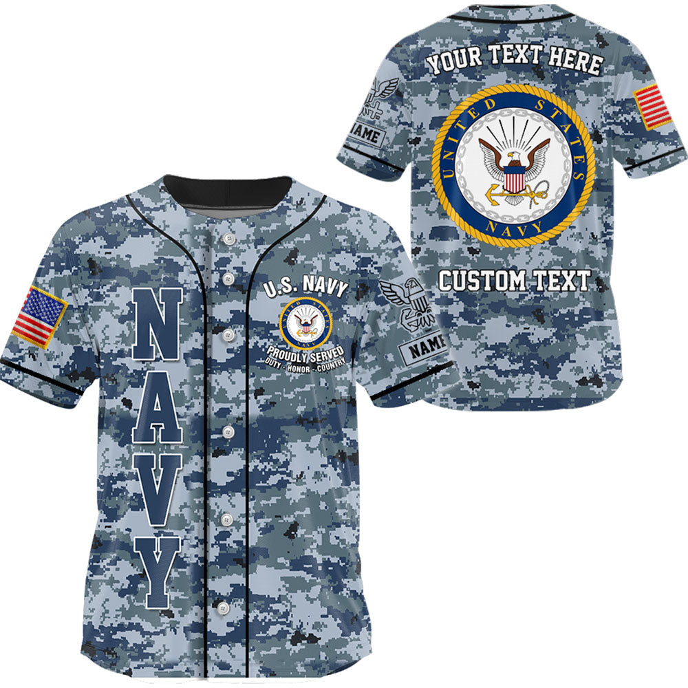 Military Baseball Jersey Camouflage Custom All Branches Rank Division Name For Soldier Veteran K1702