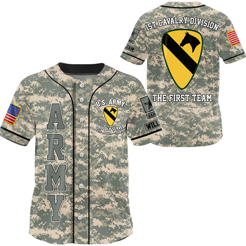 Military Baseball Jersey Camouflage Custom All Branches Rank Division Name For Soldier Veteran K1702