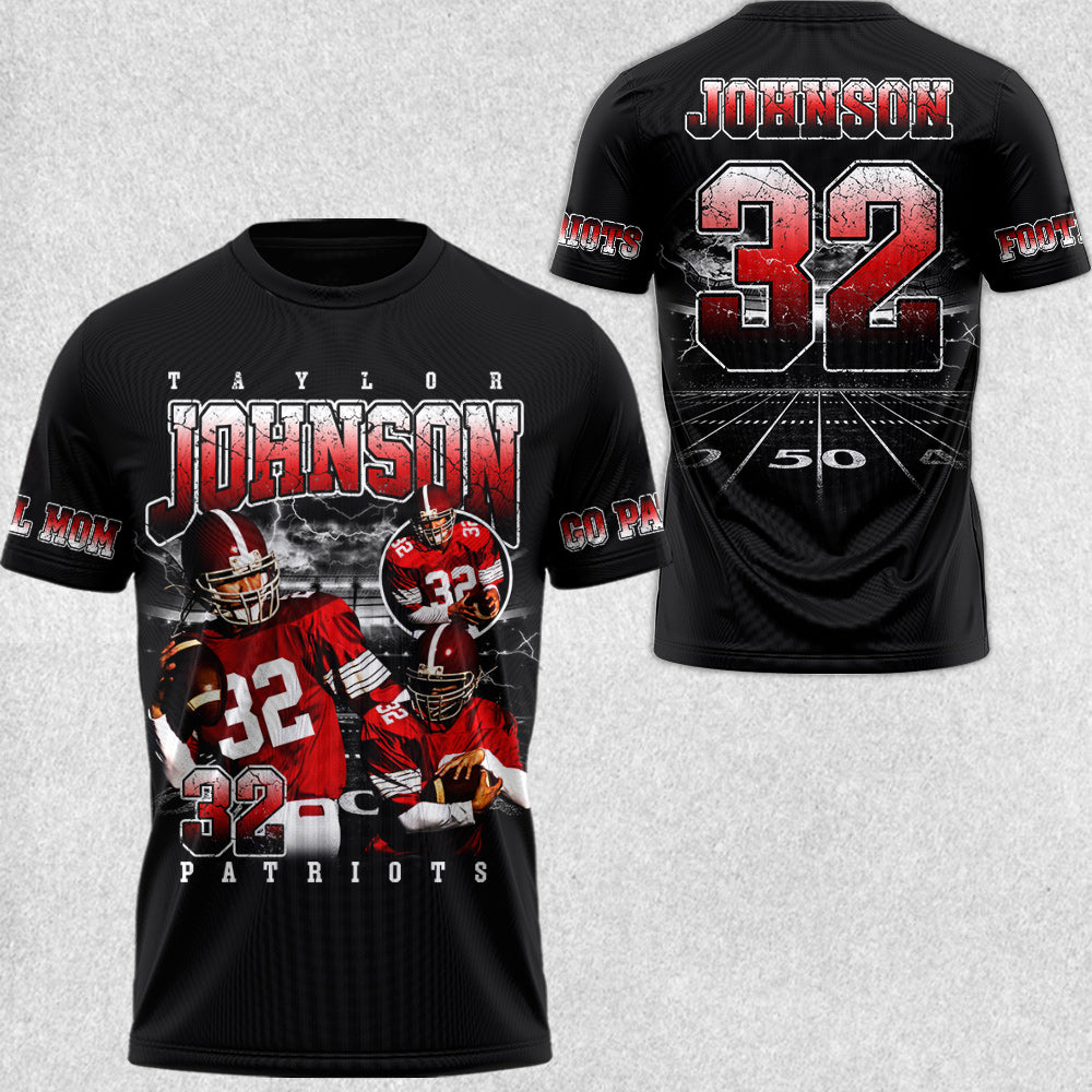 Custom Football All Over Print Shirt Bootleg Player Shirt, Team Name Gift For Football Lovers Game Day Shirt H2511