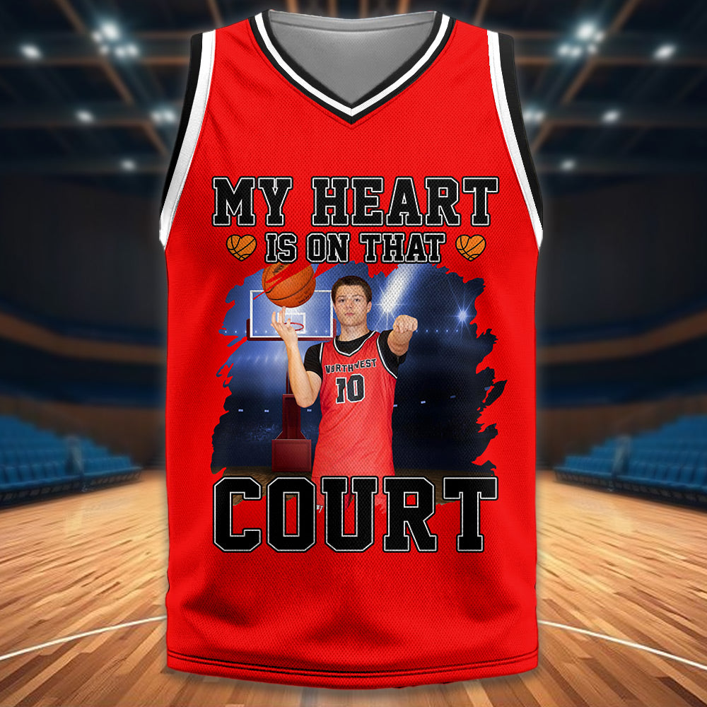 Custom My Heart Is On That Court Basketball Jersey Gift For Basketball Lovers - Personalized Gift For Basketball Player New Na02 Li29