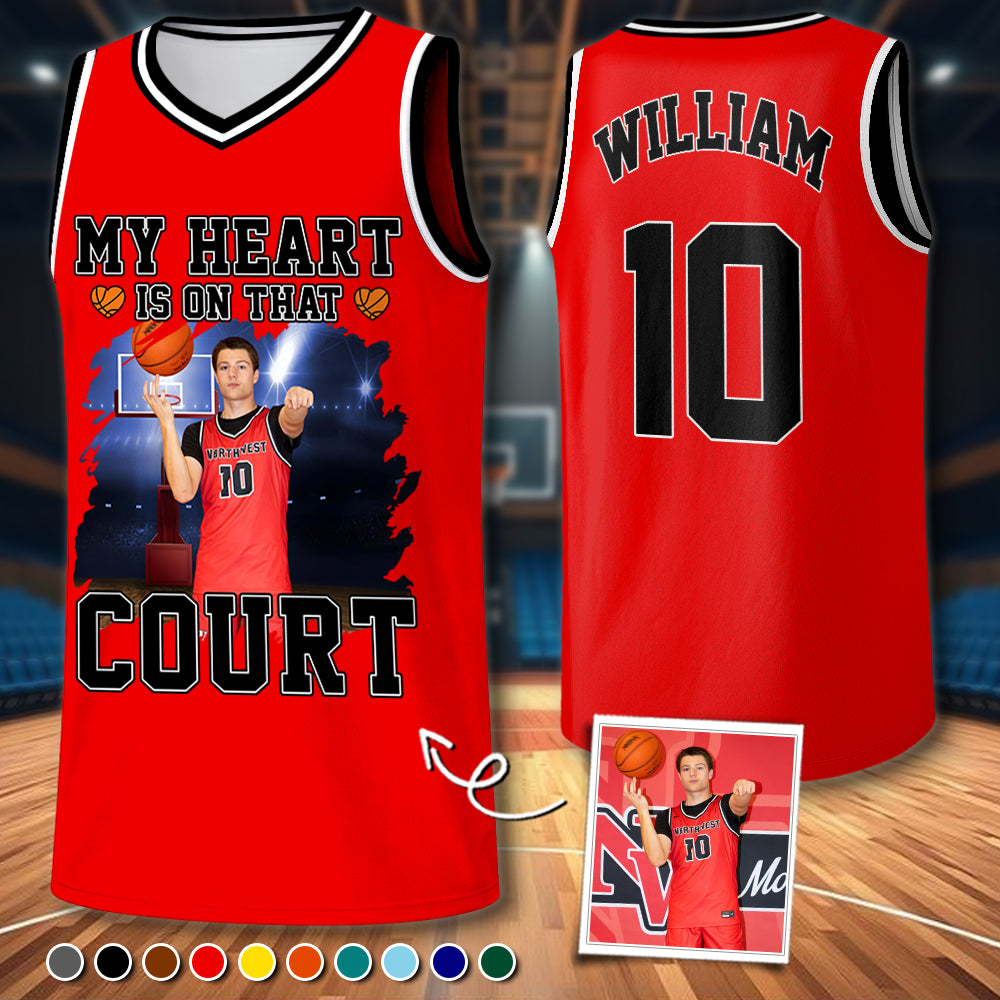 Custom My Heart Is On That Court Basketball Jersey Gift For Basketball Lovers - Personalized Gift For Basketball Player New Na02 Li29