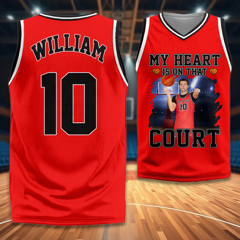 Custom My Heart Is On That Court Basketball Jersey Gift For Basketball Lovers - Personalized Gift For Basketball Player New Na02 Li29