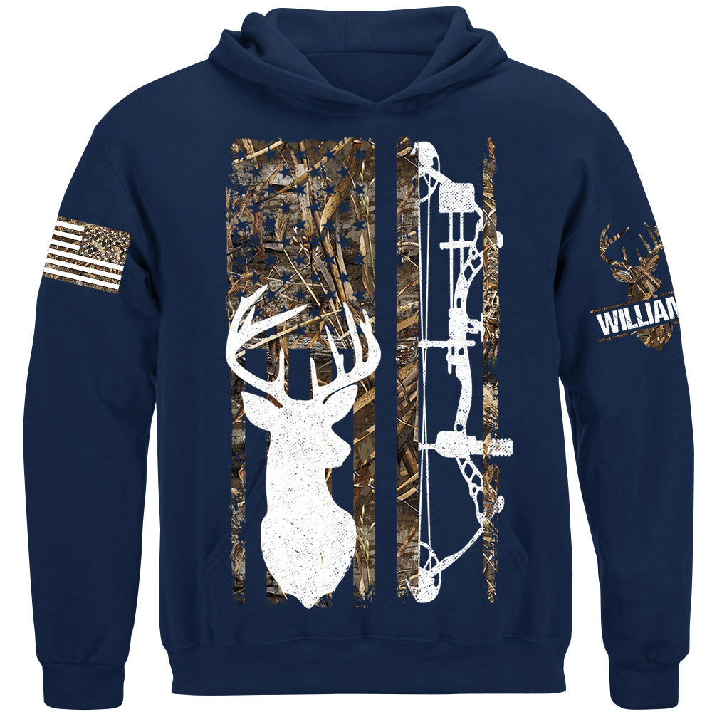 Deer Hunting Camouflage American Flag Hunting Custom T-Shirt Hunting Season Shirt H2511