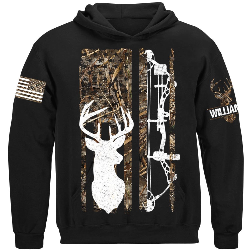 Deer Hunting Camouflage American Flag Hunting Custom T-Shirt Hunting Season Shirt H2511