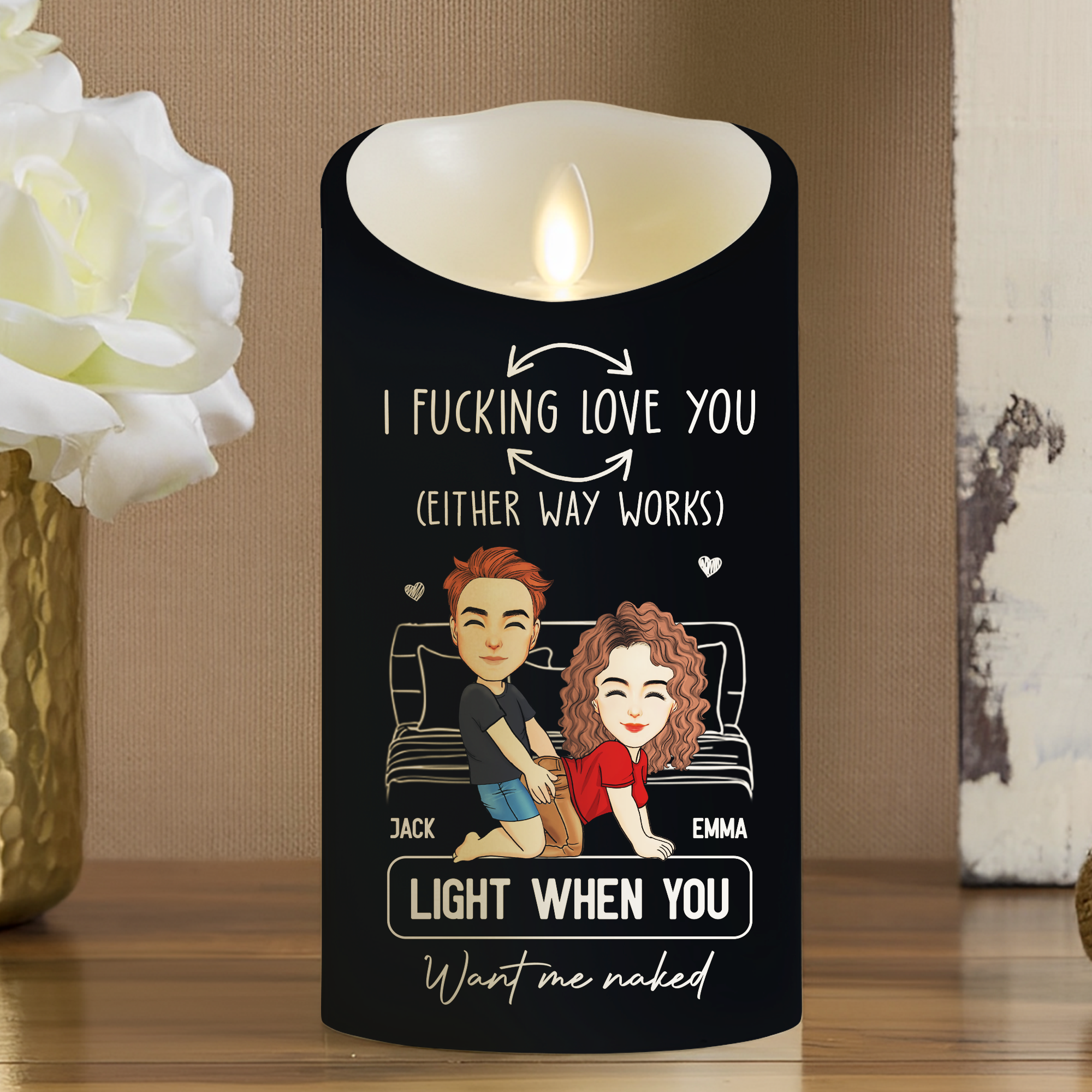 Led Candle Fck Love You Light When You Want Me Naked - Personalized LED Candle Pa00