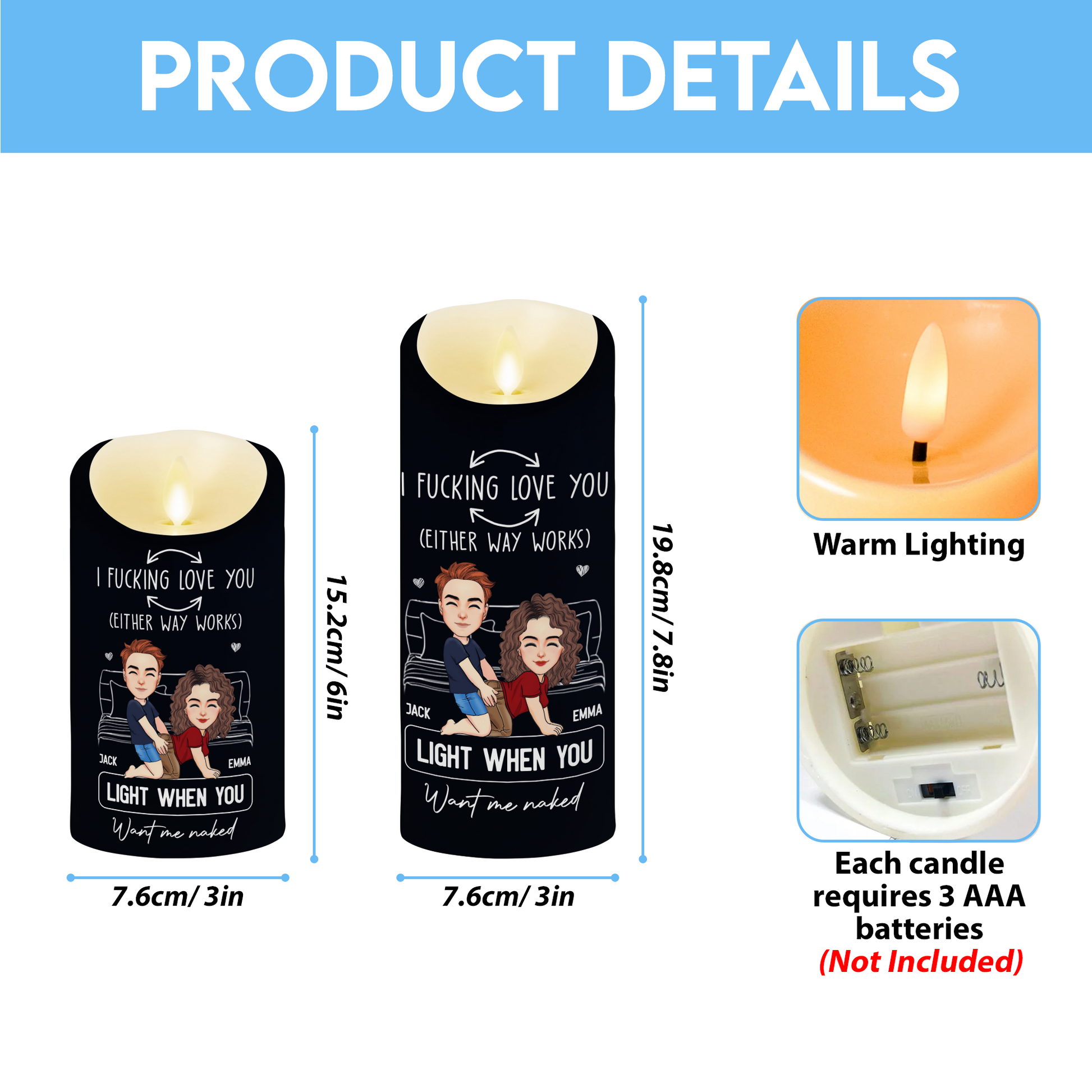 Led Candle Fck Love You Light When You Want Me Naked - Personalized LED Candle Pa00