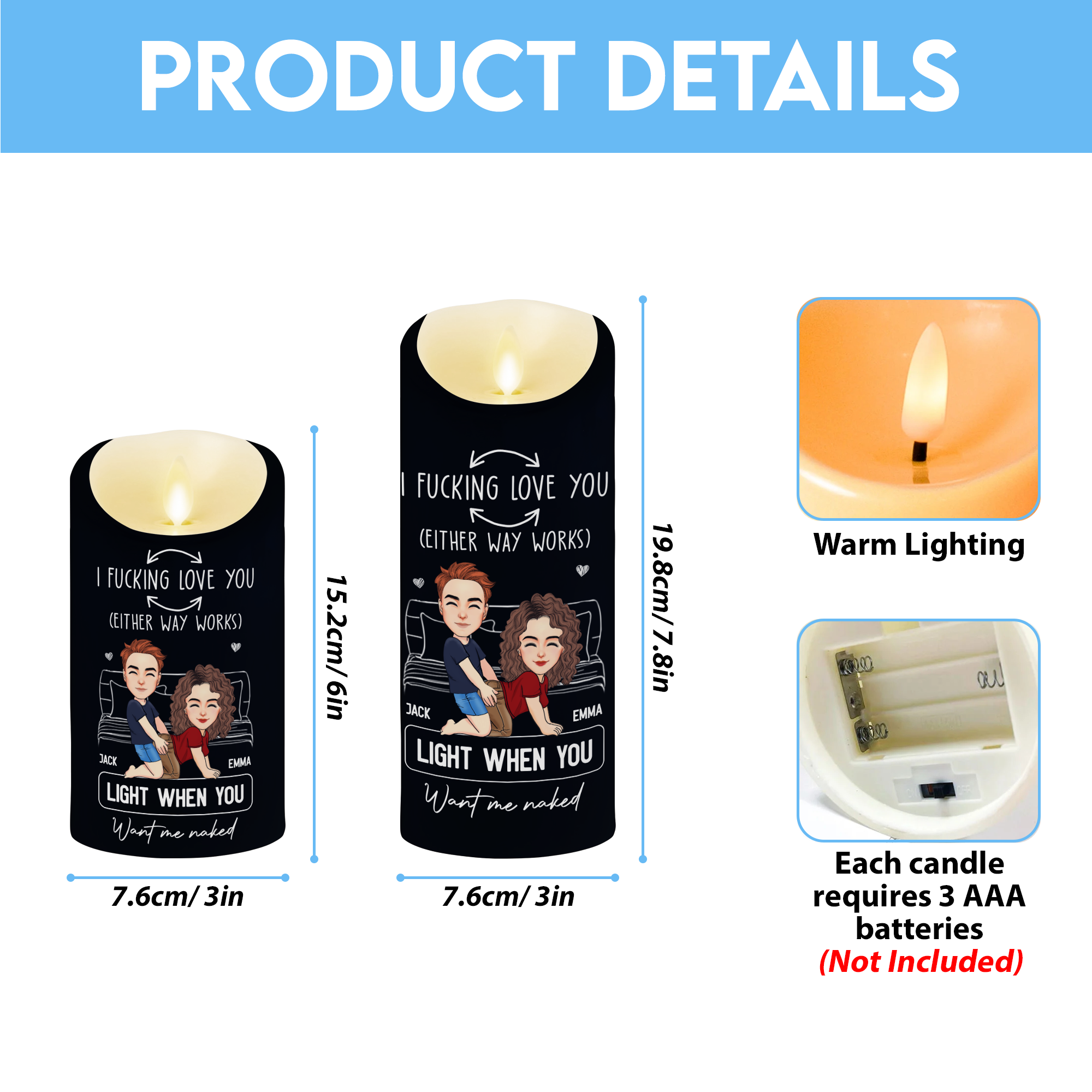 Led Candle Fck Love You Light When You Want Me Naked - Personalized LED Candle Pa00