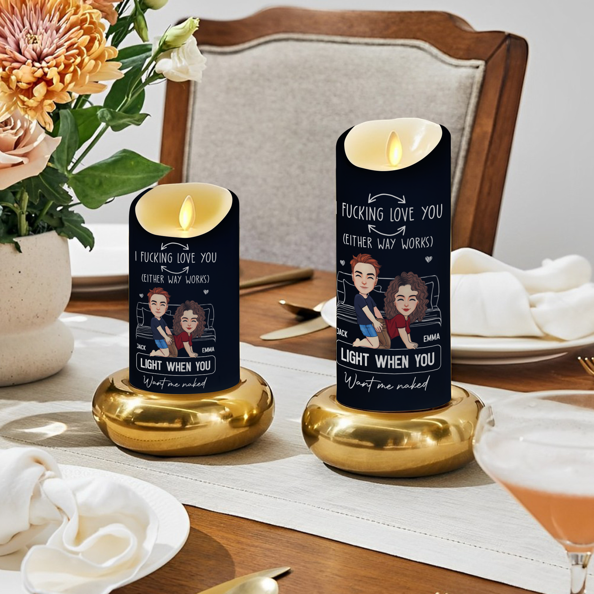 Led Candle Fck Love You Light When You Want Me Naked - Personalized LED Candle Pa00