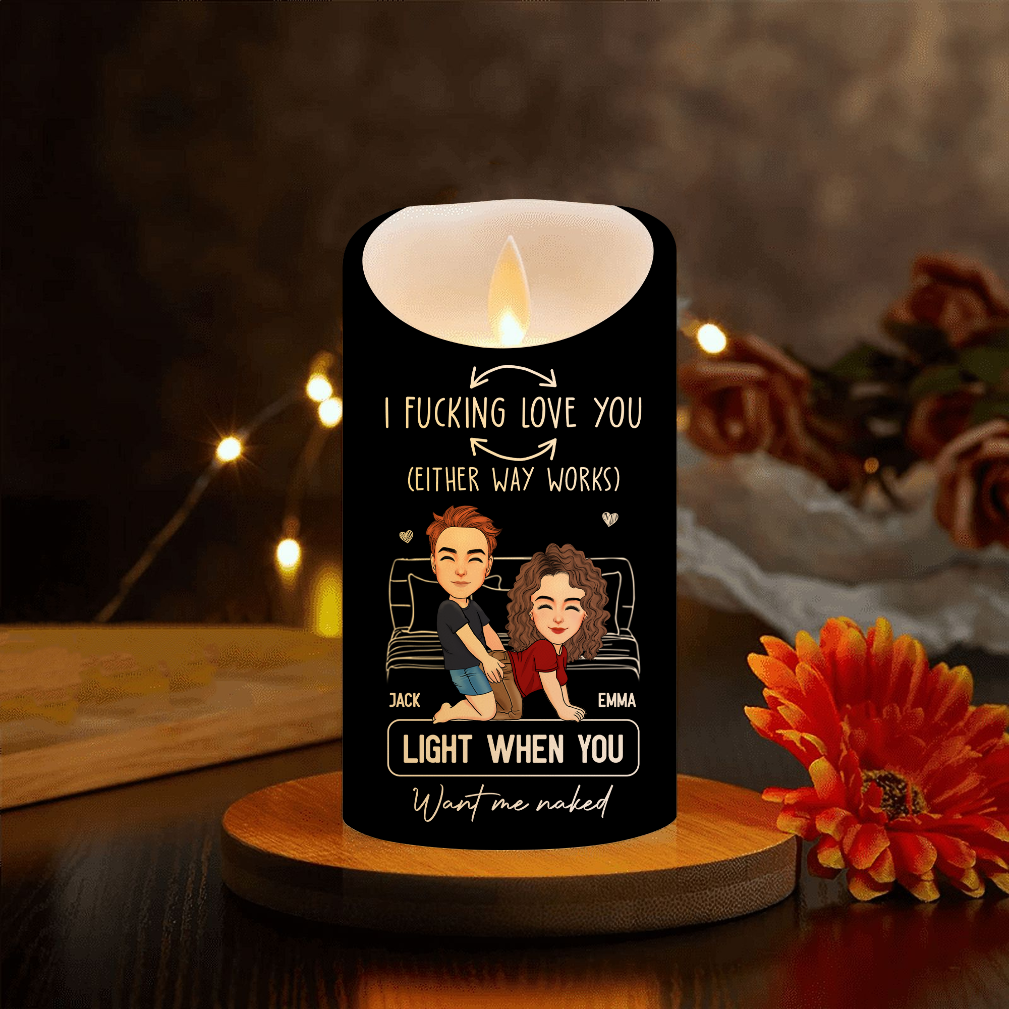 Led Candle Fck Love You Light When You Want Me Naked - Personalized LED Candle Pa00