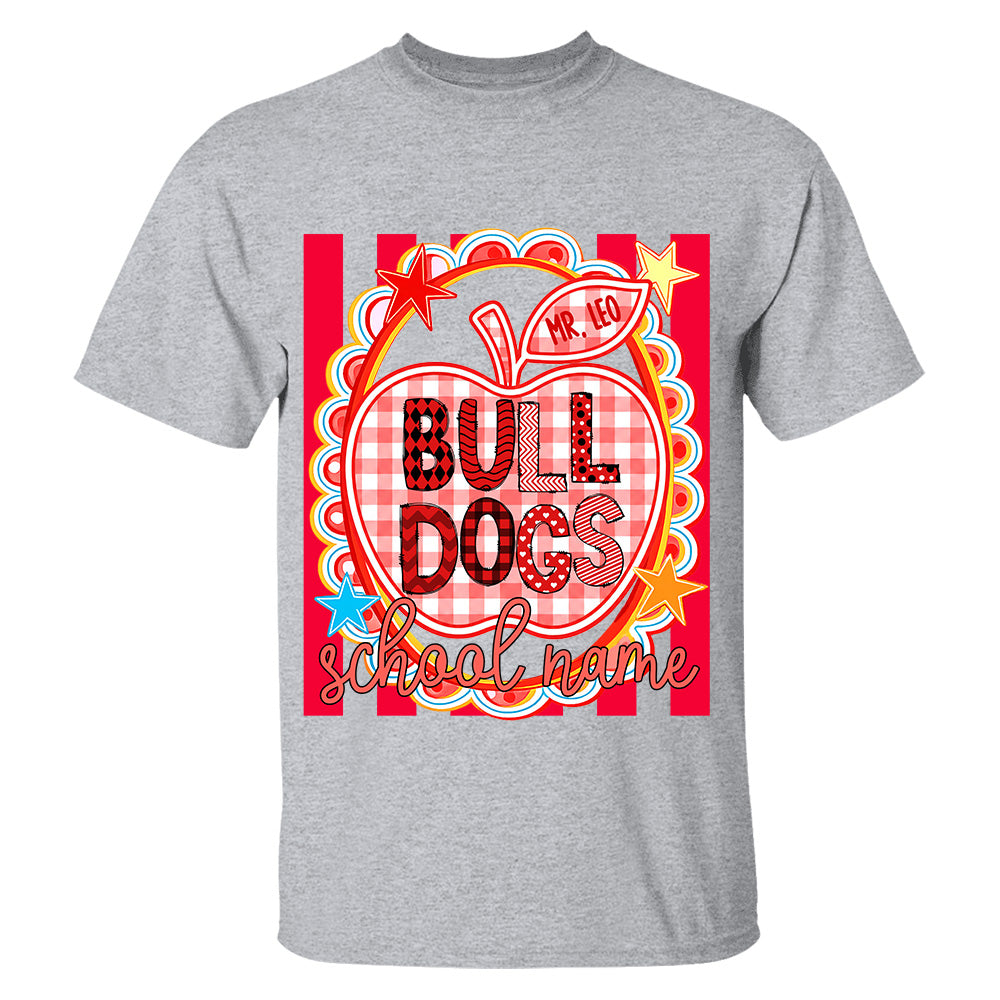 Personalized School Mascot Doodle Pattern T-Shirt For Teacher, Preppy Back To School, Gifts For Teacher Student MI209 TH23