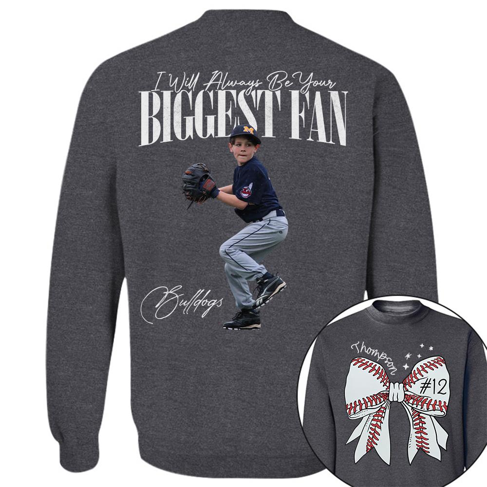 Custom Photo Baseball Shirt, Personalized Baseball Bow with Name and Jersey Number, Gift For Baseball Family, Basball Lovers A2110 Hv01