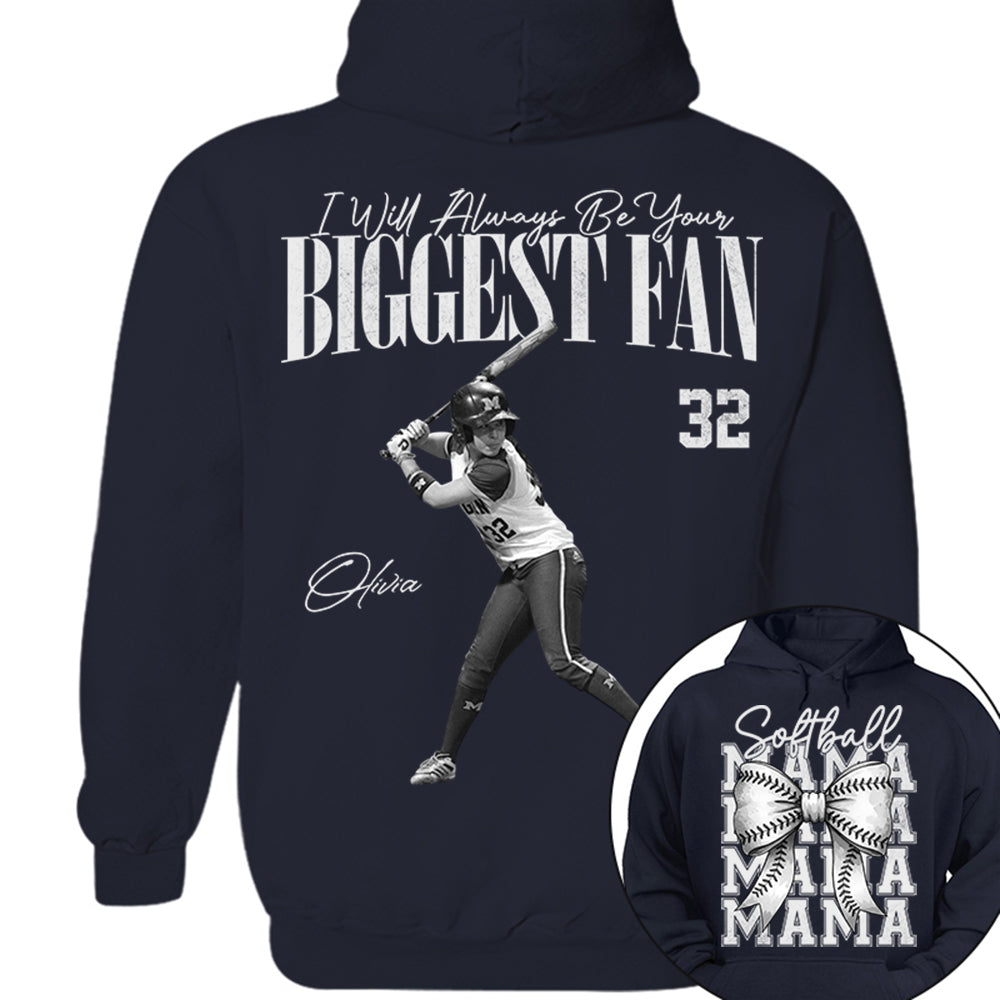I'll Always Be Your Biggest Fan, Softball Mama Shirt, Personalized Softball Shirt, Gift For Softball Lover T1807 Li29