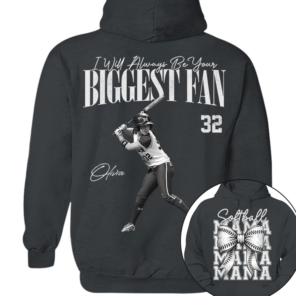I'll Always Be Your Biggest Fan, Softball Mama Shirt, Personalized Softball Shirt, Gift For Softball Lover T1807 Li29