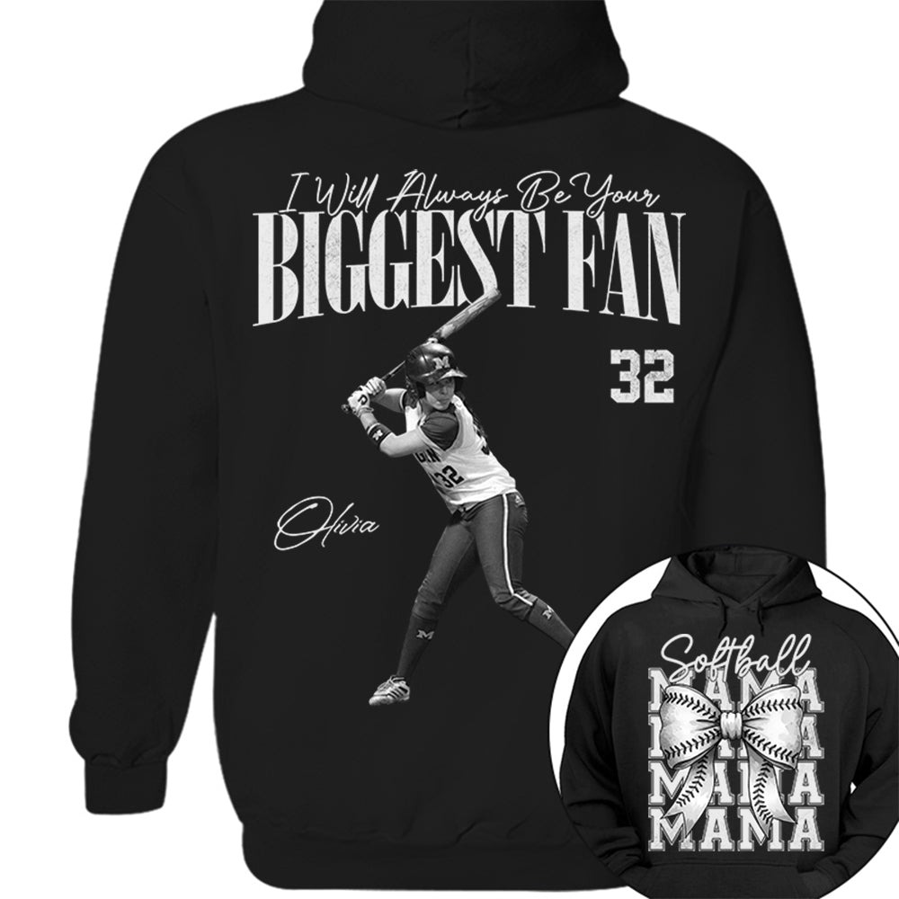 I'll Always Be Your Biggest Fan, Softball Mama Shirt, Personalized Softball Shirt, Gift For Softball Lover T1807 Li29