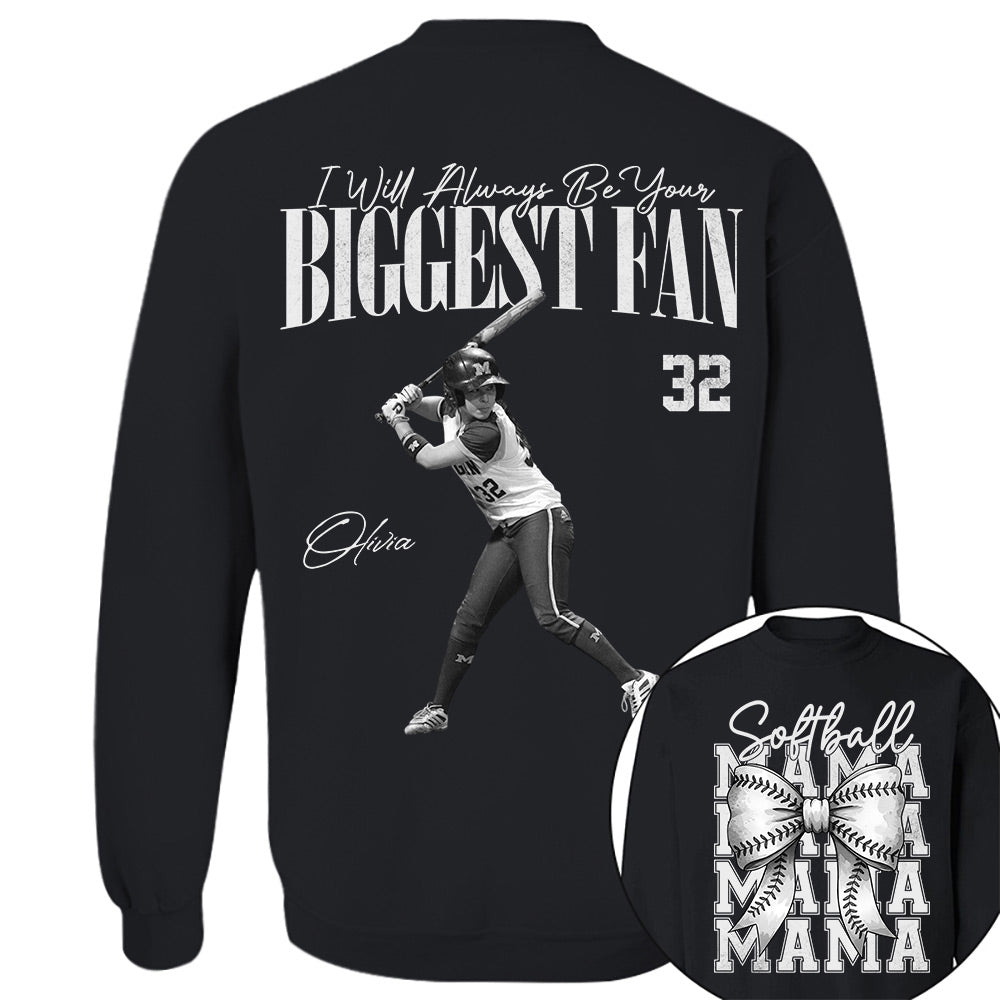 I'll Always Be Your Biggest Fan, Softball Mama Shirt, Personalized Softball Shirt, Gift For Softball Lover T1807 Li29