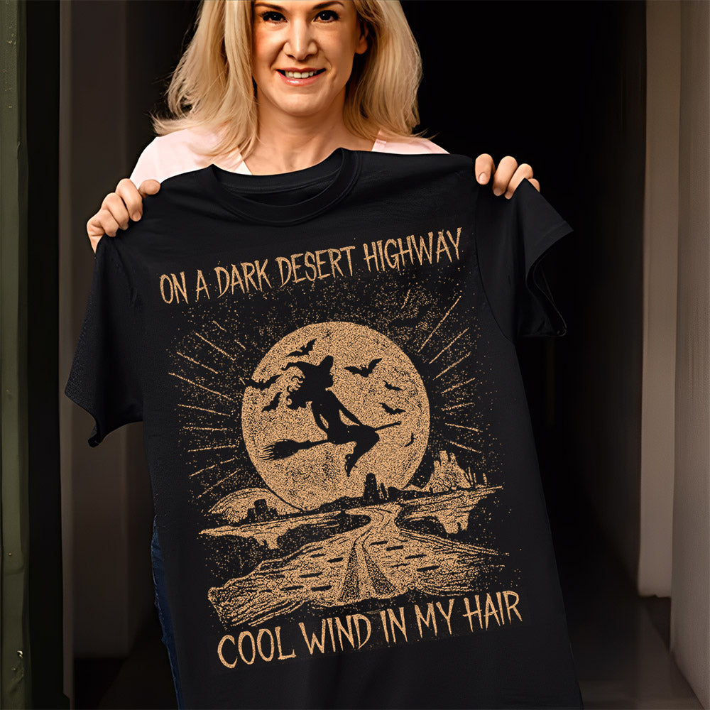 On A Dark Desert Highway Cool Wind In My Hair Road And Moon Bleach Style Shirts Li29