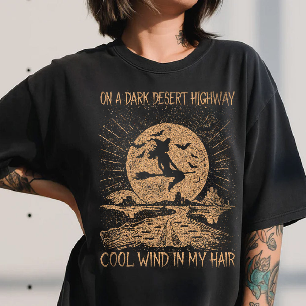 On A Dark Desert Highway Cool Wind In My Hair Road And Moon Bleach Style Shirts Li29