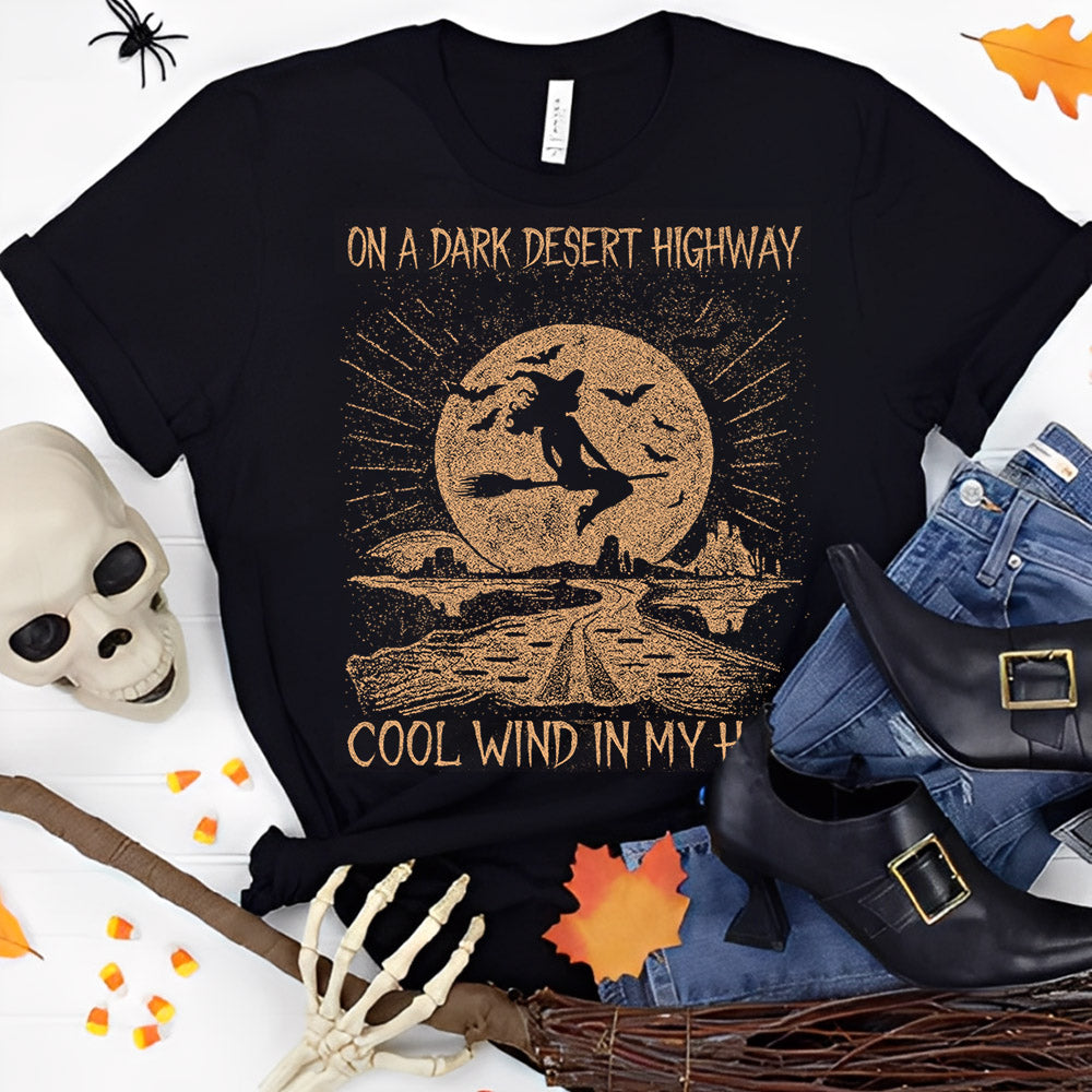 On A Dark Desert Highway Cool Wind In My Hair Road And Moon Bleach Style Shirts Li29