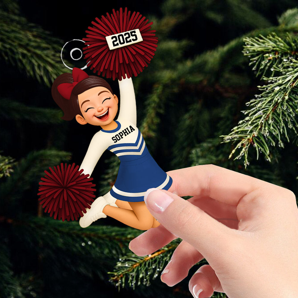 Personalized 3D Effect Cheerleader Girl Personalized Acrylic Ornament, Christmas Gift for Daughter, for Granddaughter Na02 Pt99