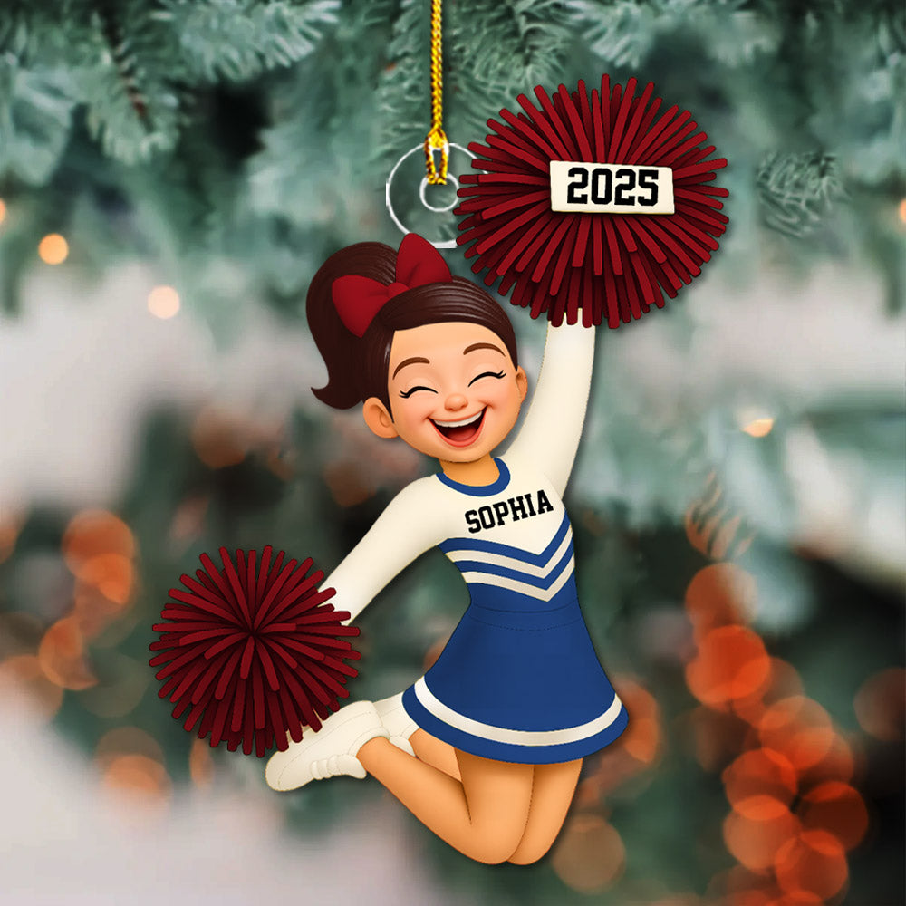 Personalized 3D Effect Cheerleader Girl Personalized Acrylic Ornament, Christmas Gift for Daughter, for Granddaughter Na02 Pt99