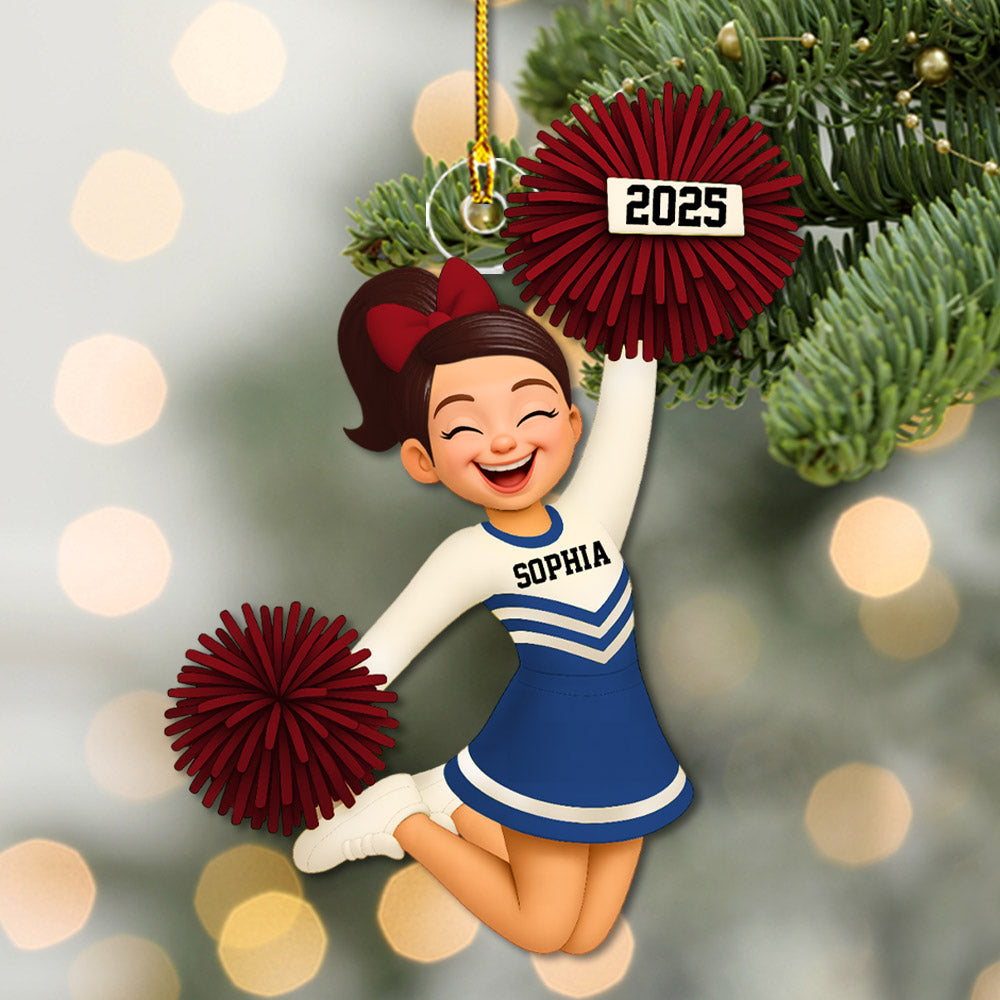 Personalized 3D Effect Cheerleader Girl Personalized Acrylic Ornament, Christmas Gift for Daughter, for Granddaughter Na02 Pt99