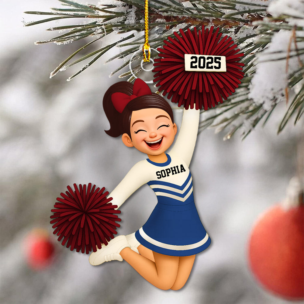 Personalized 3D Effect Cheerleader Girl Personalized Acrylic Ornament, Christmas Gift for Daughter, for Granddaughter Na02 Pt99