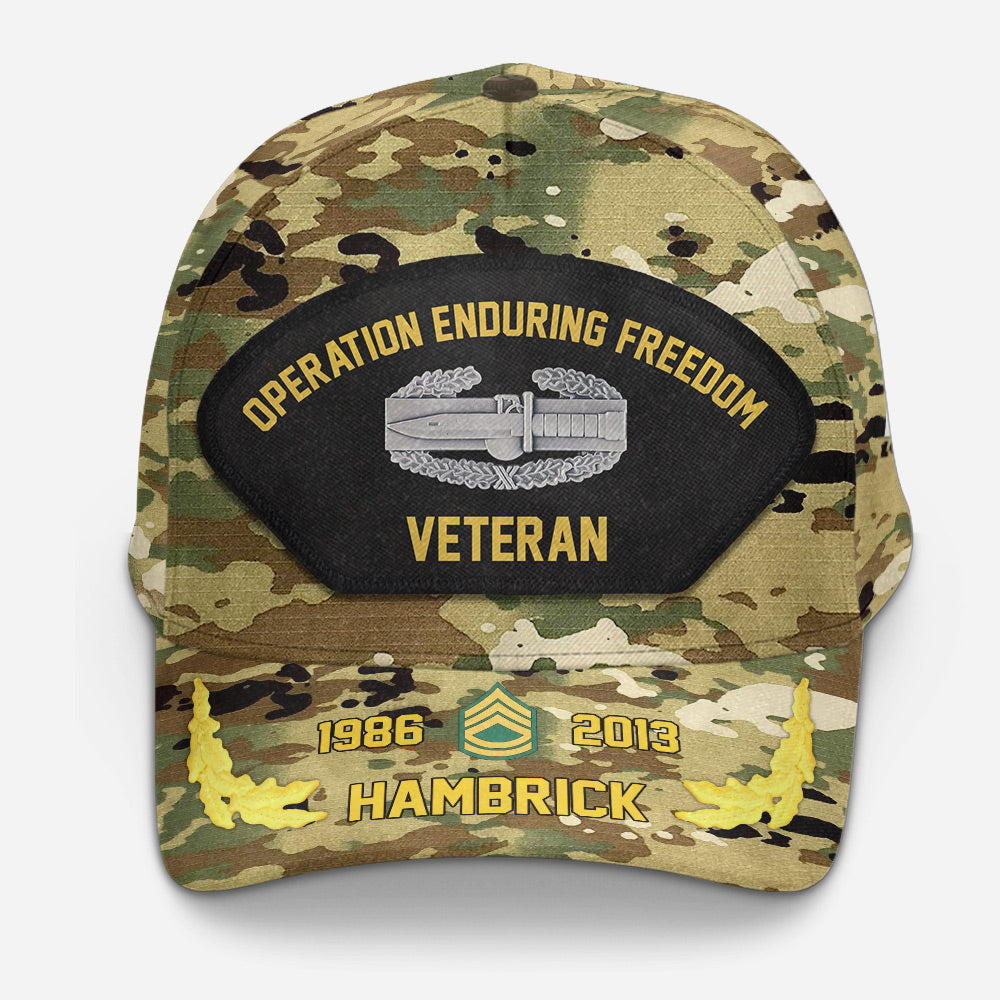Custom Badges Rank Personalized Cap for Veteran - United States Military Gift H2511