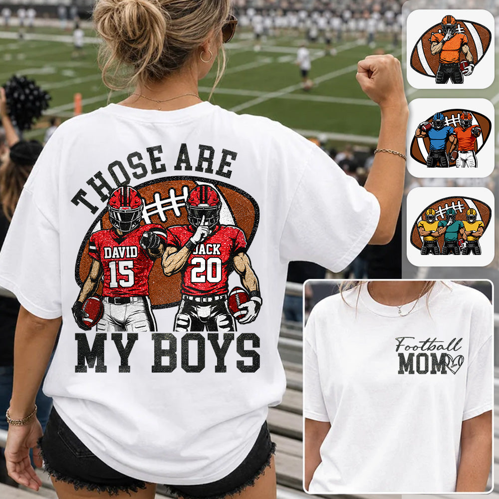Personalized Football Mom Shirt, Those Are My Boy Sweatshirt, Football Kids Game Day Tee, Retro Cheer Mom Tee Vr2 Na02 Hv01