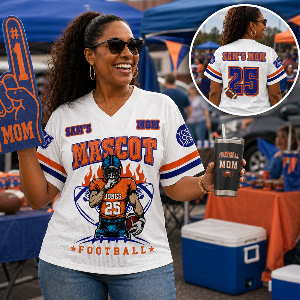 Personalized Football Mom Jersey Custom Clipart Football Player - Sport Loving Family Gifts NA04 Hv01
