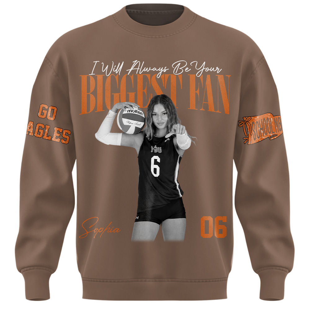 I'll Always Be Your Biggest Fan, Personalized Vintage “Biggest Fan” Volleyball Shirt, Custom School Team Name, Gift For Volleyball Lovers T1807 TH23
