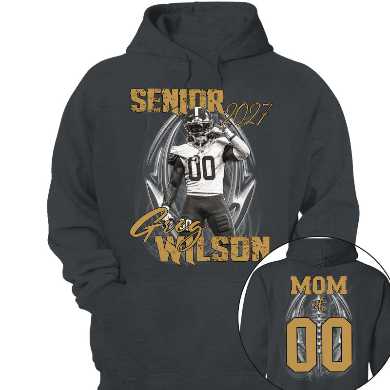 Personalized Senior Football Mom , Custom Photo Football  Shirt, Gift For Football Mom, Dad, Football Family A2110 Pt99