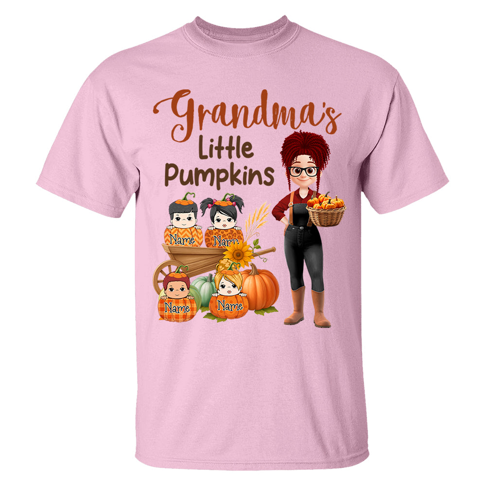Grandma's Little Pumpkins Love Nana Life Kids, Grandkids Names - Personalized Shirt For Grandma Nh00