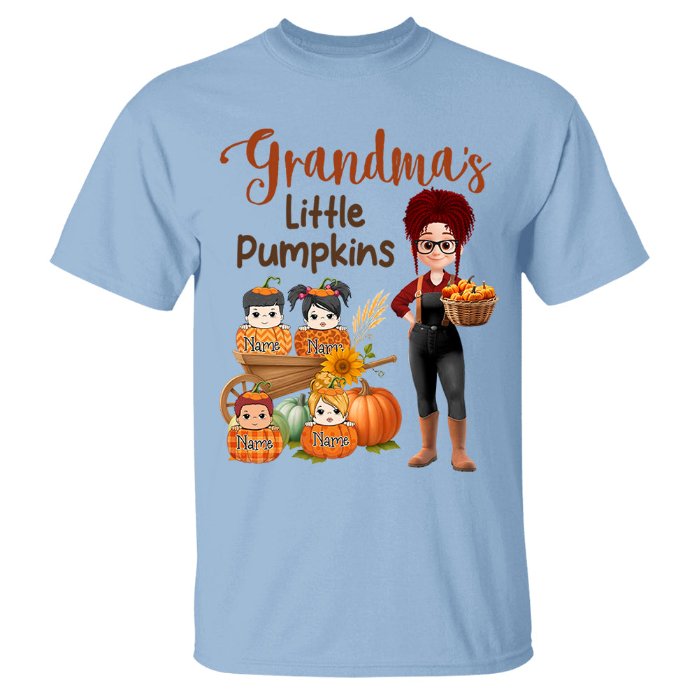 Grandma's Little Pumpkins Love Nana Life Kids, Grandkids Names - Personalized Shirt For Grandma Nh00