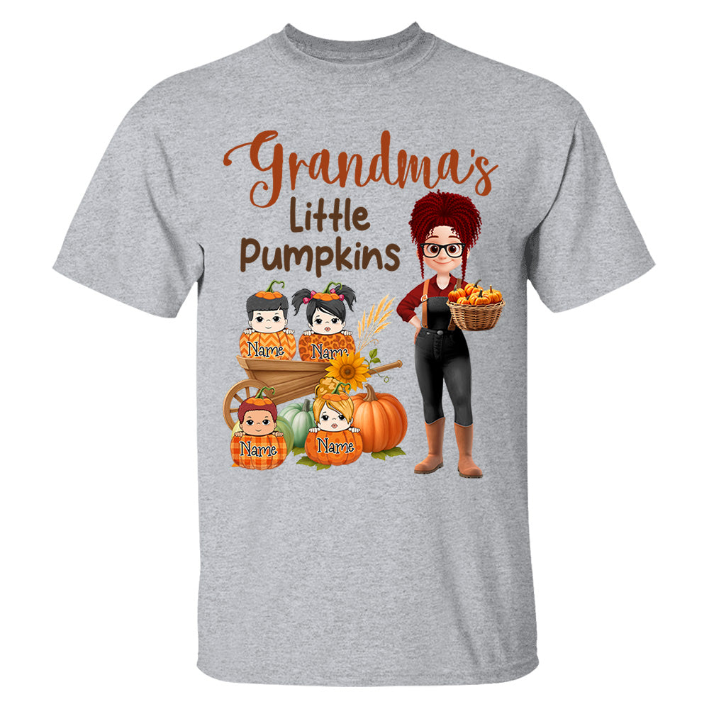 Grandma's Little Pumpkins Love Nana Life Kids, Grandkids Names - Personalized Shirt For Grandma Nh00