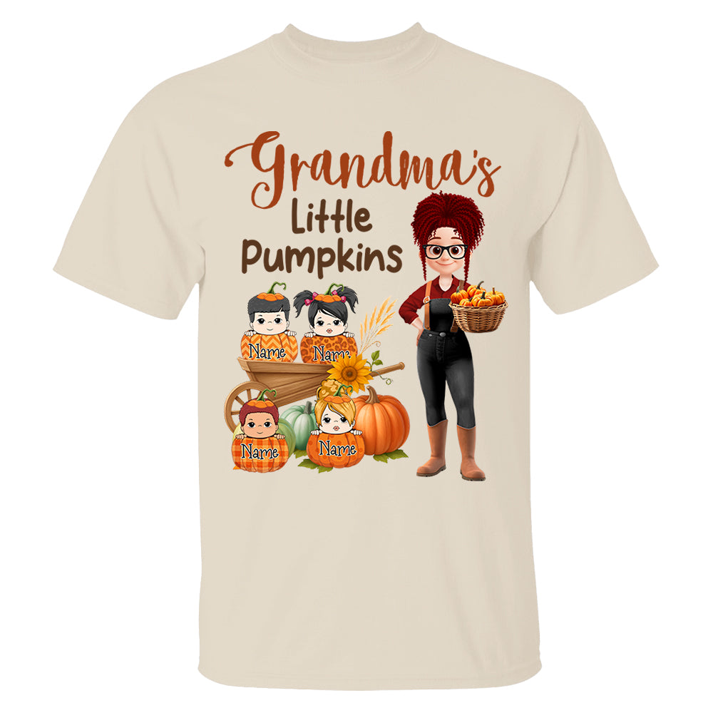 Grandma's Little Pumpkins Love Nana Life Kids, Grandkids Names - Personalized Shirt For Grandma Nh00