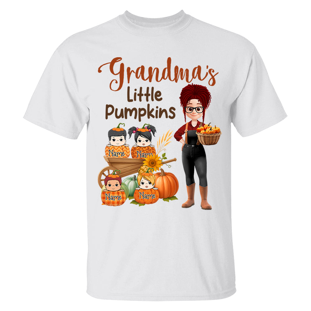 Grandma's Little Pumpkins Love Nana Life Kids, Grandkids Names - Personalized Shirt For Grandma Nh00