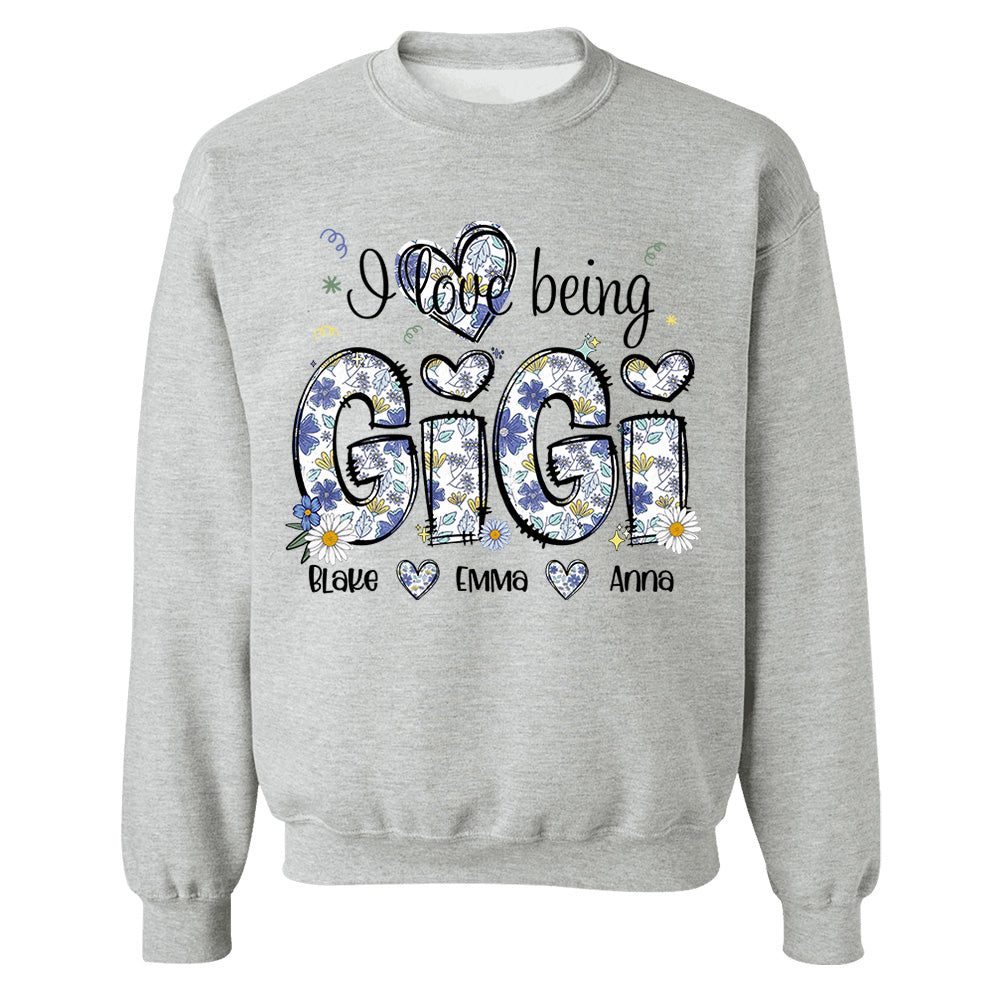 I Love Being Gigi Personalized Floral Shirt, Custom Mom and Kids Names, Mother's Day Gift