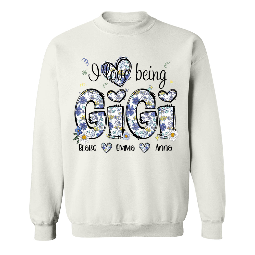 I Love Being Gigi Personalized Floral Shirt, Custom Mom and Kids Names, Mother's Day Gift