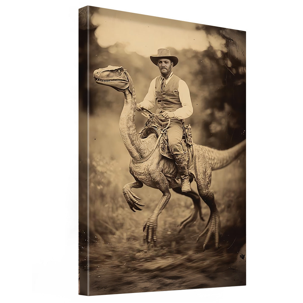 Ride a Dinosaur Like a Cowboy – Custom Face Vintage Poster
