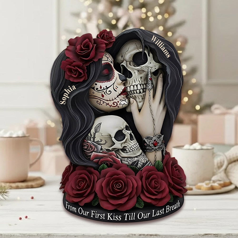 From Our First Kiss Till Our Last Breath - Personalized Skull Ornament For Couple Li29