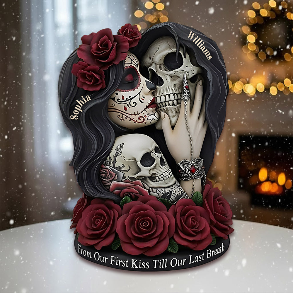 From Our First Kiss Till Our Last Breath - Personalized Skull Ornament For Couple Li29