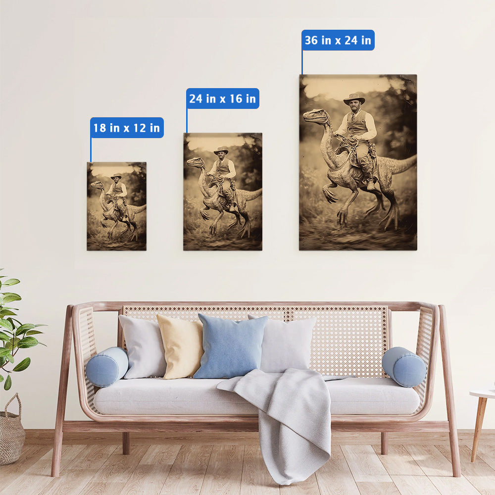 Ride a Dinosaur Like a Cowboy – Custom Face Vintage Poster