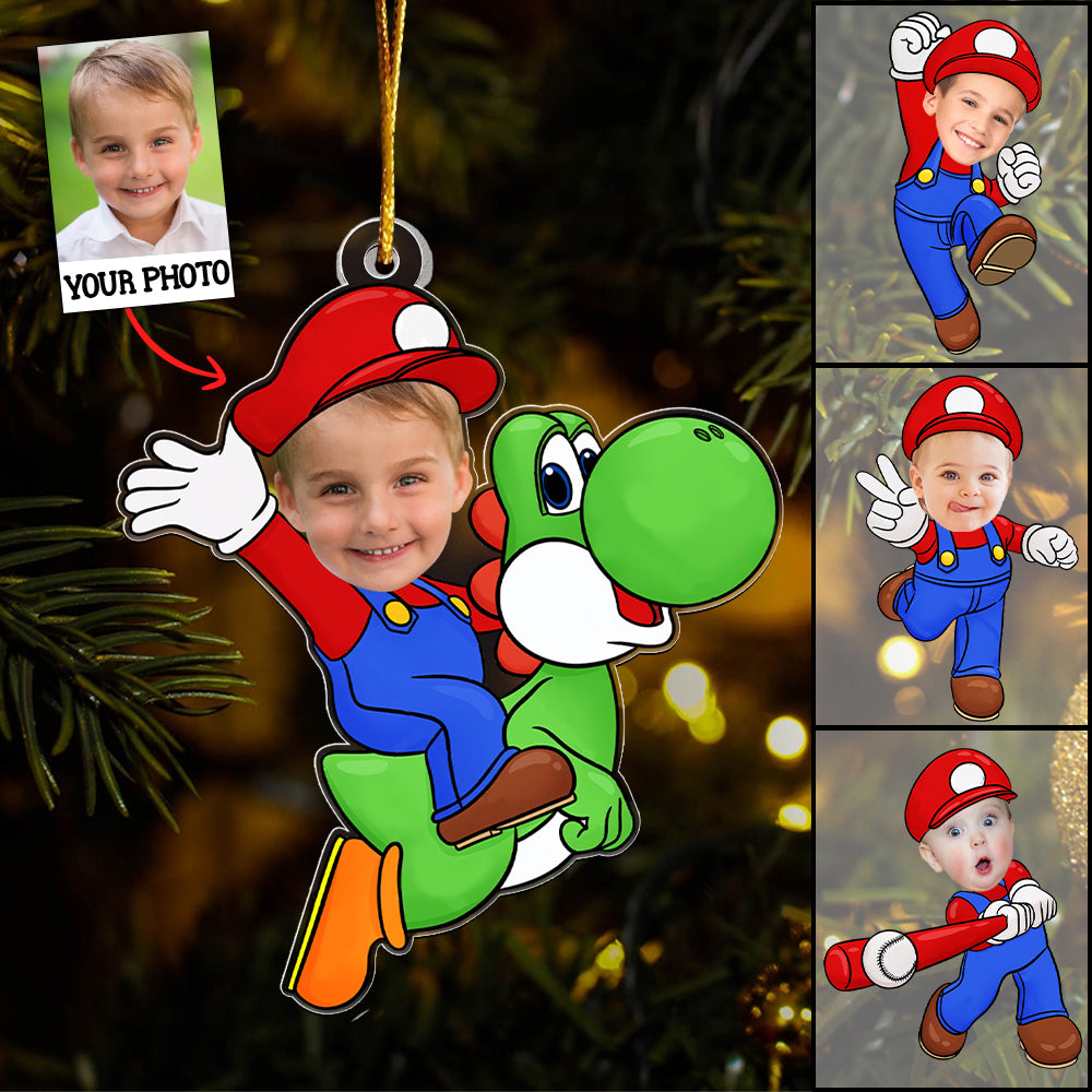 Custom Photo Kid Superhero - Personalized Custom Mica Photo Ornament - Gift For Family Members