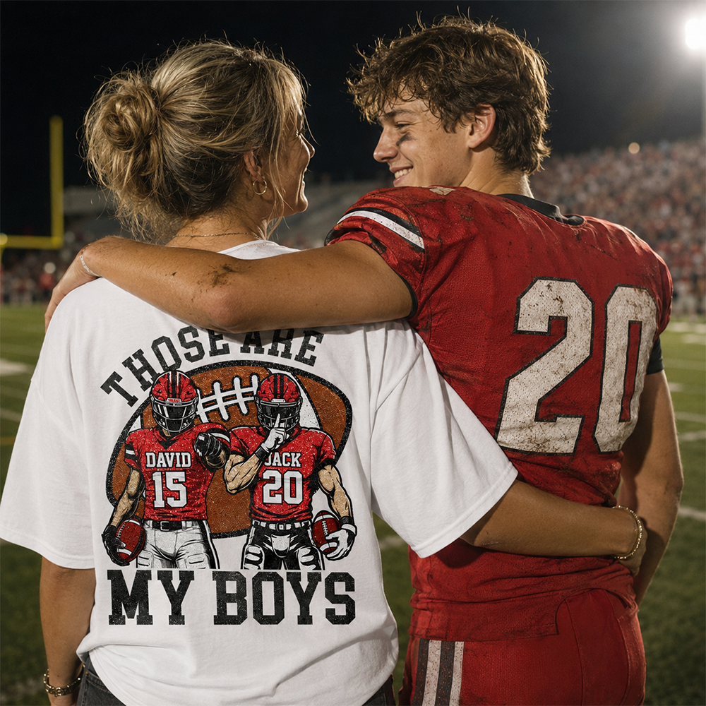 Personalized Football Mom Shirt, Those Are My Boy Sweatshirt, Football Kids Game Day Tee, Retro Cheer Mom Tee Vr2 Na02 Hv01
